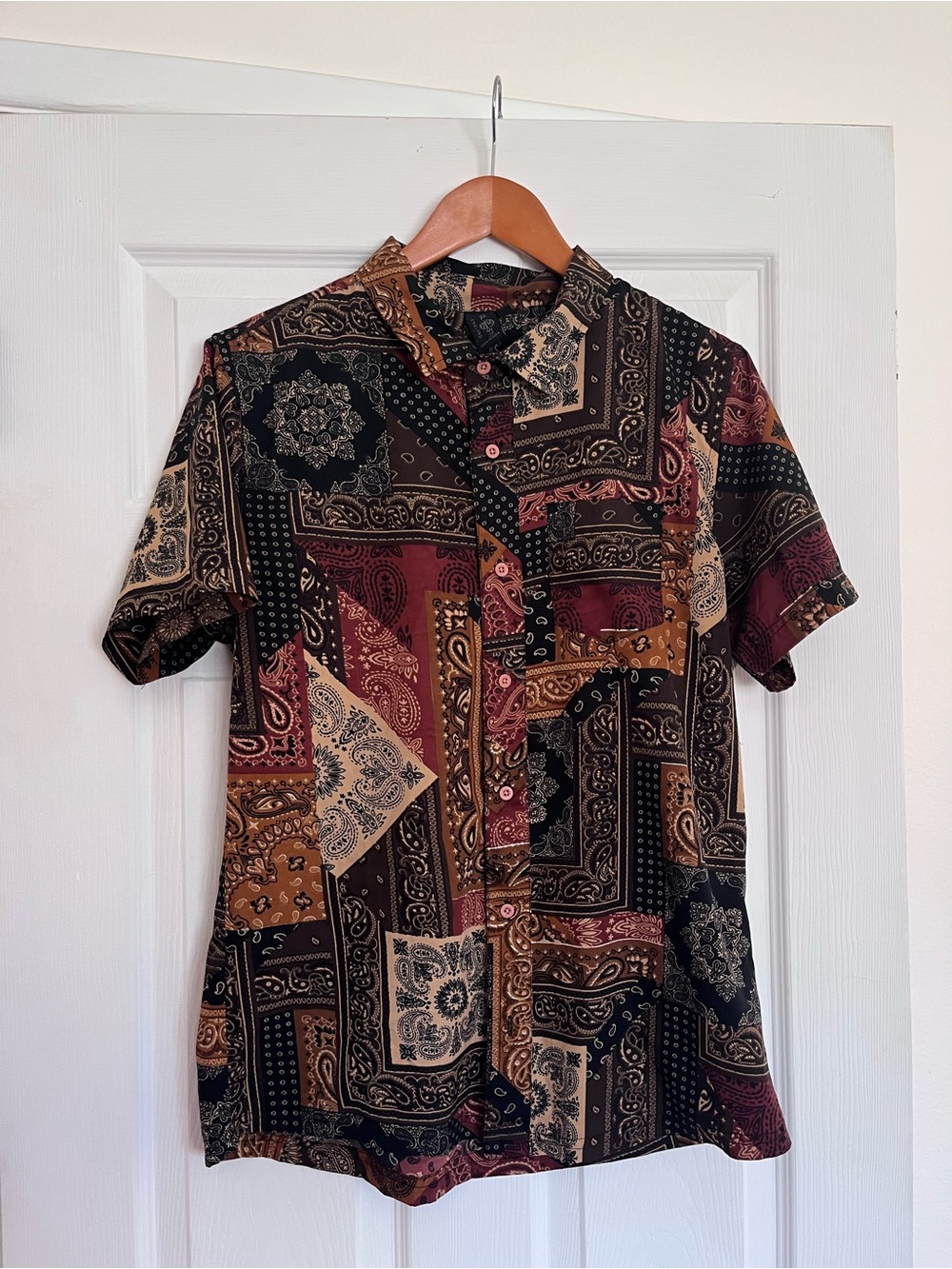 Soul Star • Short-Sleeve Patchwork Bandana Shirt - Multicolor